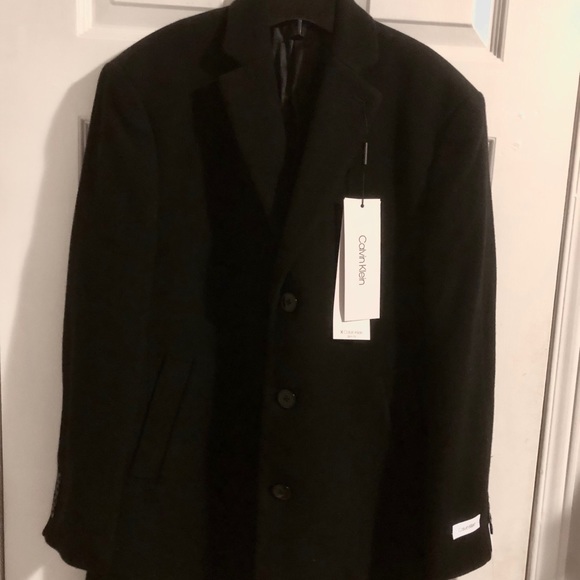 Calvin Klein Black Solid Slim fit Peacoat - Picture 2 of 6